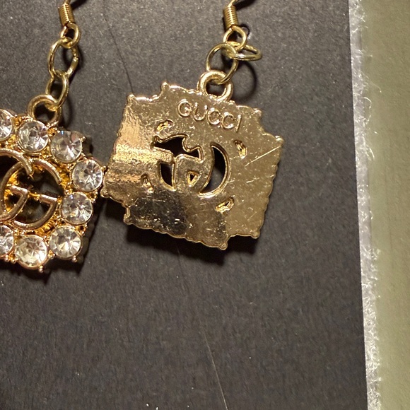 Gucci Gold Tone Rhinestone Fish Hook Earrings - Picture 4 of 4